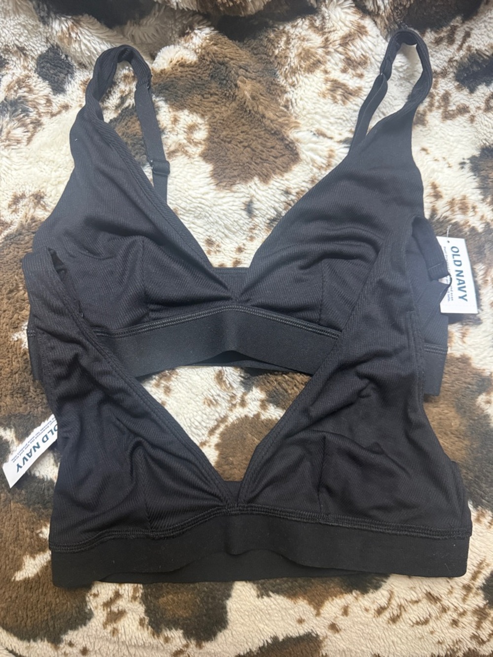 Old Navy Black Ribbed Wireless Bralette - Soft Stretch Comfort